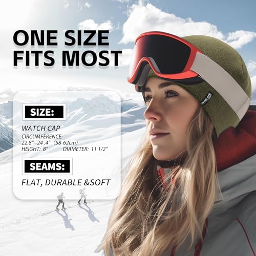 OUTDOOR SHAPING 2 Pack Tactical Fleece Watch Caps, Winter Beanies - color: Black+army Olive