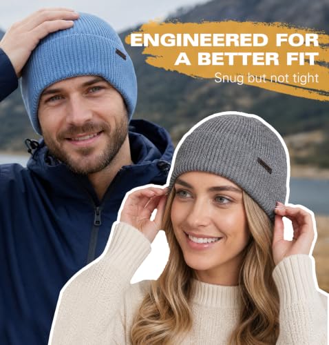 Wmcaps Soft Winter Beanie for Men Women, Warm Knit Hat with Curved Cuff - color: Coffee