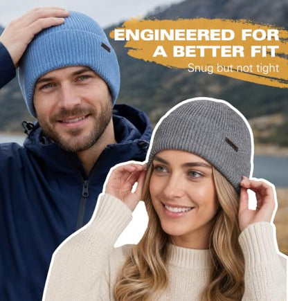Wmcaps Soft Winter Beanie for Men Women, Warm Knit Hat with Curved Cuff - color: Coffee