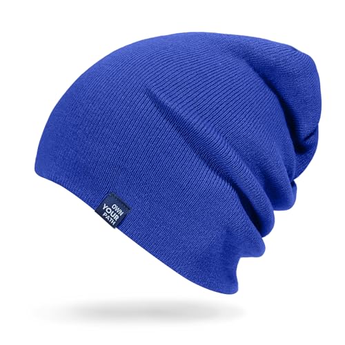 CLAPE Cuff Rolled Beanie for Men Women, Soft Knit Winter Hat Double-Layer Warm Ski Skull Cap Stretch Fit - color: Clkh02-royalblue
