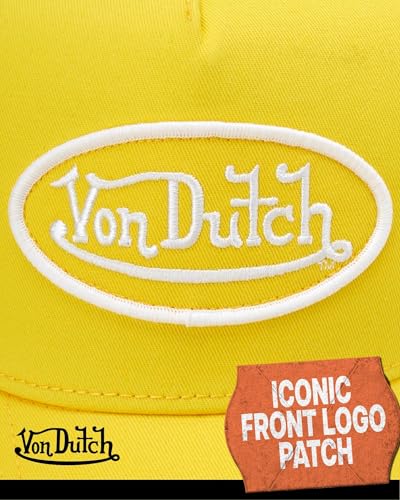 Von Dutch Unisex Trucker Hat - Retro Classic Solid Color Mesh Back Snapback Baseball Cap for Men & Women. - color: Lemon Yellow