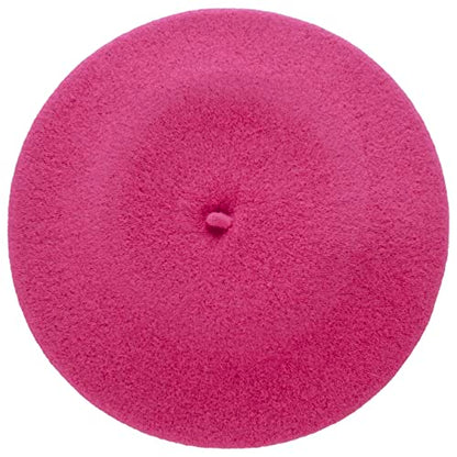 Women's Beret Cashmere Wool French Hat Made in EU Women Autumn Winter - color: Pink, size: 6 7/8