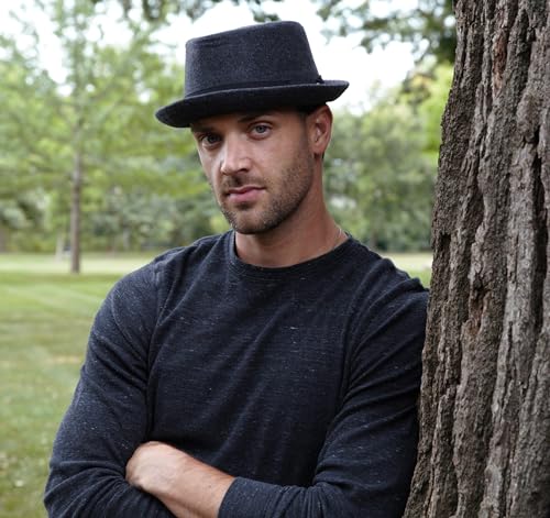 Funky Junque Wool Blend Porkpie Fedora, Classic Trilby Dress Hat - color: 2 Pack: Charcoal & Black, size: Medium