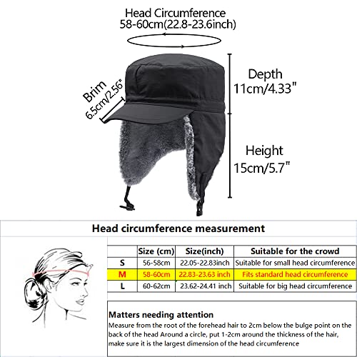 Winter Trapper Hunting Hat,Tweed Ear Flaps Cap,Berber Fleece Lined - color: Black