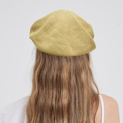 Summer Beret Hat for Women, Breathable Thin Beret Hat Adjustable Lightweight Newsboy Cap - color: Khaki