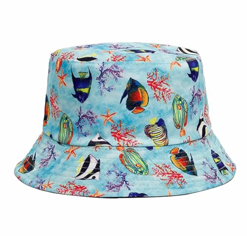 Quanhaigou Bucket Hat for Men Women,Packable Reversible Printed Sun Hats,Fisherman Outdoor Summer Travel Hiking Beach Caps - color: Colorful Fish