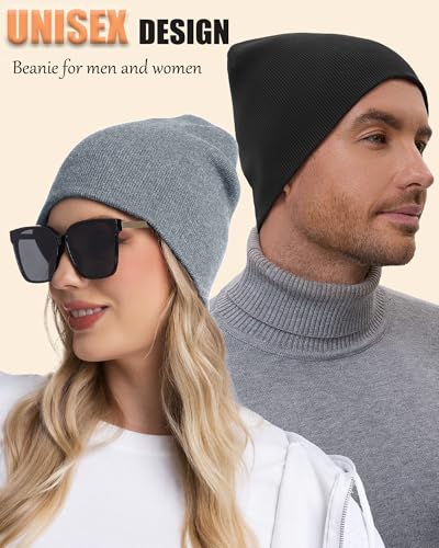100% Cotton Beanie Hat Cuffless Beanies Warm Knit Winter Skull Cap - color: 1pcs-light Gray
