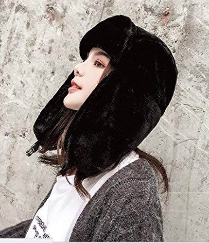 MioCloth Faux Fur Winter Earflap Russian Ushanka Hat - Fur Lined Winter Cap - color: Black
