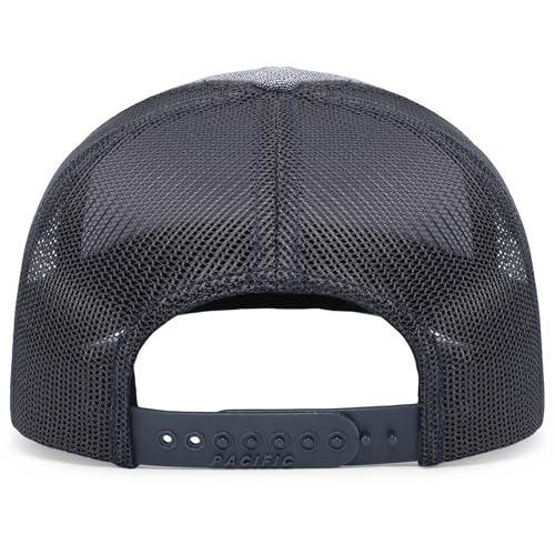 Pacific Headwear Melange Heather Low-Profile Trucker - color: Grey Heather/Navy/Grey Heather