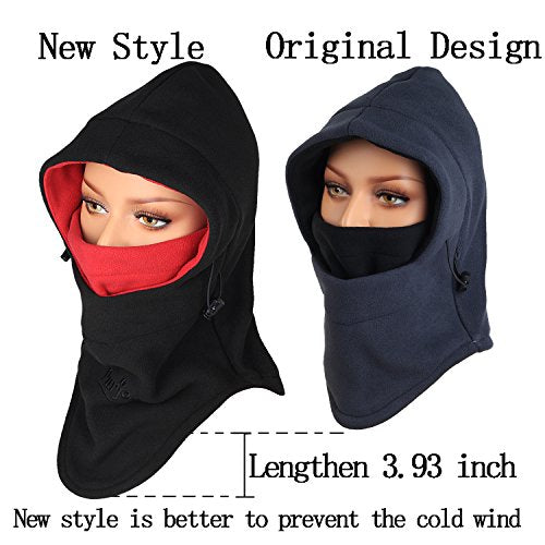 Warm Fleece Balaclava Ski Bike Full Face Mask Neck Warmer Winter Sports Cap - color: Black+red