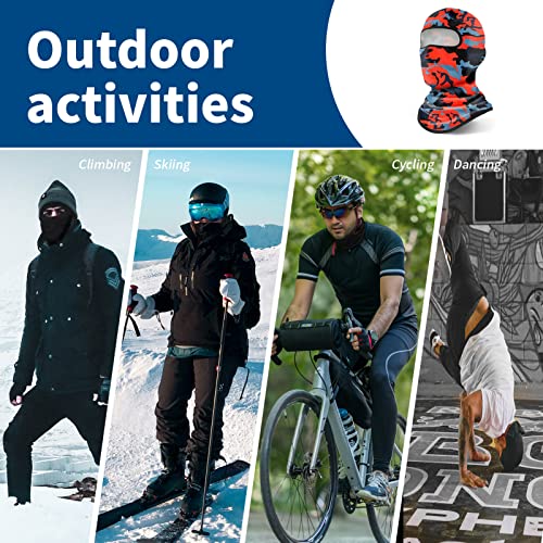 YESLIFE Summer Balaclava Ski Mask for Men&Women, Face Mask - color: Camo Red