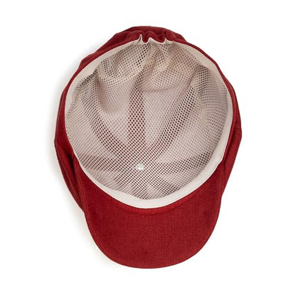 Sterkowski Model Rowdy | 100% Linen Newsboy Cap for Men and Women | Airy 8 Panel Paperboy Cap - color: Light Burgundy, size: 6 3/4