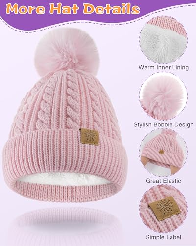 Toddle Winter Hat - Knit Toddle Beanie Kids Beanie Kids Winter Hat Girls - color: Pink