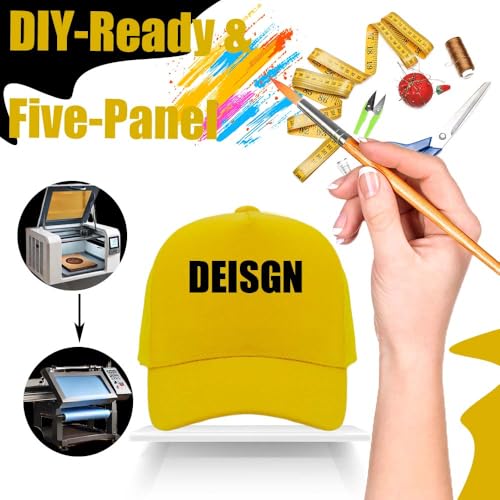 ZH 12 Pack Seamless Mesh Back Baseball Caps, 5 Panel Trucker Hats Bulk for Men and Women，Blank Caps - color: Yellew