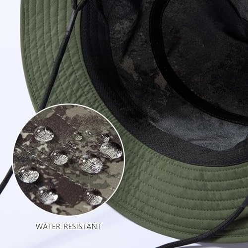 BASSDASH UPF 50+ Water-Resistant Fishing Bucket Hat with Laser Perforated Mesh Adjustable for Men Women Outdoor Hiking - color: Grunge Camo