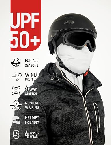 UPF 50+ Balaclava Ski Mask for Men Women - UV Face Mask Motorcycle Shiesty - color: White