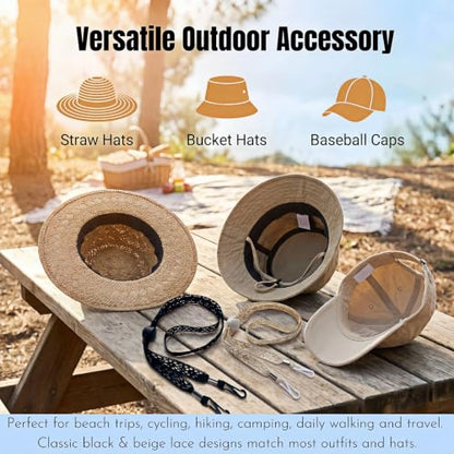Lace Hat Wind Strap Adjustable Chin Cord Set of 2