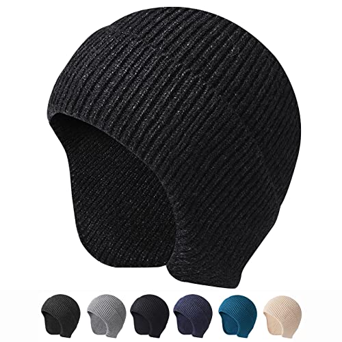 Arcweg Beanie with Earflap for Men Women Winter Warm Thermal Hats Stocking Cap Toboggan Outdoor Hat - color: Carbon Grey