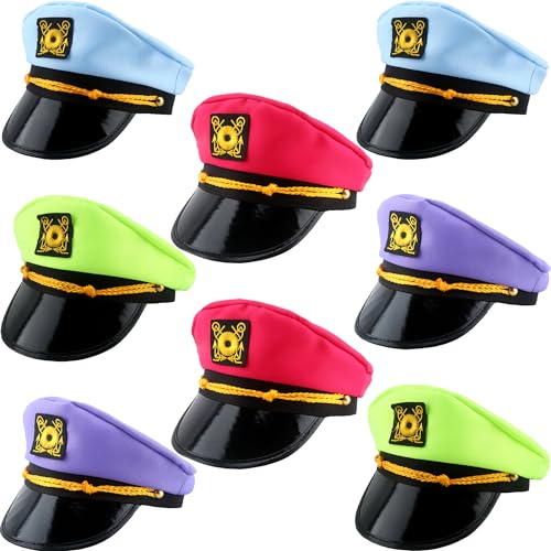 8 Pieces Captain Hats Adjustable White Sailors Navy Marine Admiral Caps for Yacht Theme Party Costume Accessory - color: Style 6