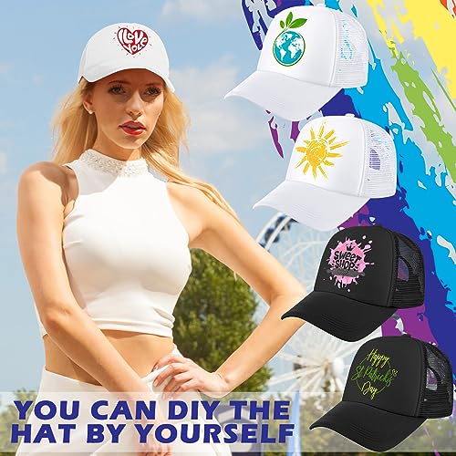 Jeyiour 48 Pack Trucker Hat Bulk Polyester Adjustable Plain Mesh Sublimation Blank Baseball Cap for Women Men Kids - color: Black, White, size: Large