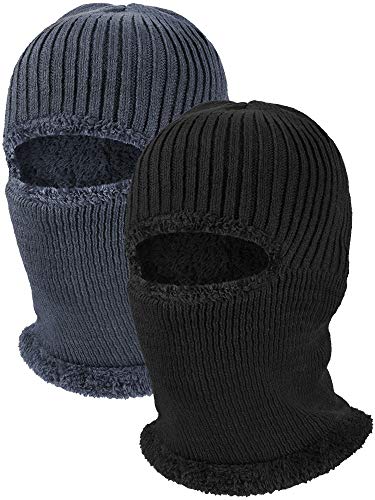 SATINIOR 2 Pcs Ski Masks Winter Balaclava Fleece - color: Black, Grey, size: Large