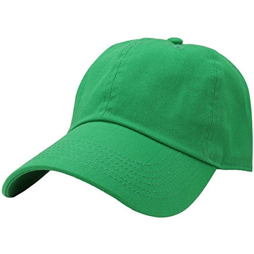 Falari Classic Baseball Cap Dad Hat 100% Cotton Soft Adjustable Size - color: Kelly Green