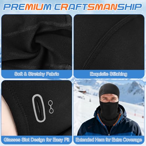 Ryaco Balaclava Ski Mask,Soft Windproof Breathable Face Mask Cover for Men Women, Cold Weather Gear for Cycling, Motorcycling & Other Outdoor Sports, Stretch Fit, Black