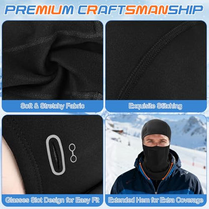 Ryaco Balaclava Ski Mask,Soft Windproof Breathable Face Mask Cover for Men Women, Cold Weather Gear for Cycling, Motorcycling & Other Outdoor Sports, Stretch Fit, Black