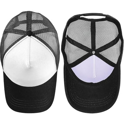 Falari 12 Pack Bulk Wholesale Mesh Trucker Hats 5 Panel and 6 Panel Baseball Caps for Men and Women - color: 5 Panel - Black