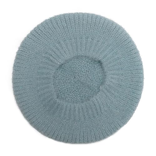 ZLYC Women French Beret Hat Winter Knitted Stretchable Beret Artist Cap - color: Plain Blue