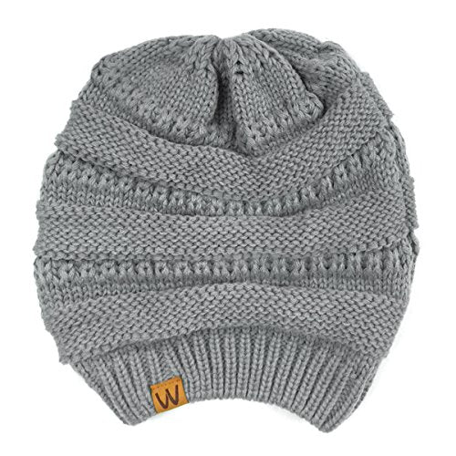 allydrew Winter Thick Knit Beanie Slouchy Beanie for Men & Women - color: Light Grey