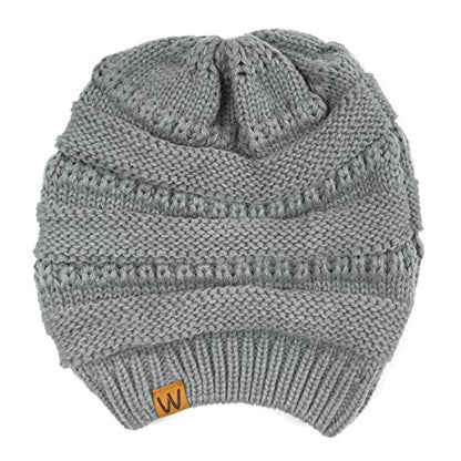 allydrew Winter Thick Knit Beanie Slouchy Beanie for Men & Women - color: Light Grey