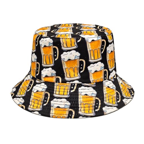Quanhaigou Bucket Hats Unisex Summer Travel Beach Fisherman Cap for Men Women Teens - color: Beer Mug