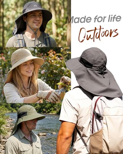 FURTALK Sun Hats with Neck Flap Sun Protection Fishing Hat for Men Women - color: Beige
