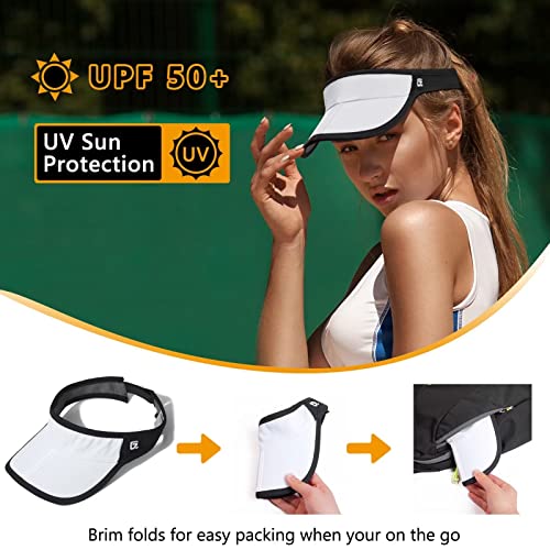 GADIEMKENSD Foldable Sun Visor Hat UPF 50+ Lightweight Adjustable - color: White Black