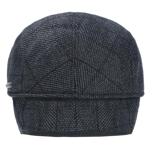 Men's Newsboy Hat with Earflaps Flat Ivy Caps Irish Cabbie Cap - color: Blue Black Square