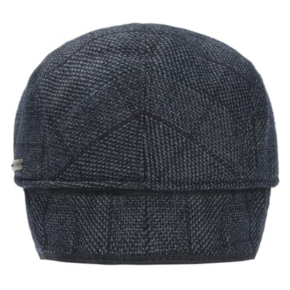 Men's Newsboy Hat with Earflaps Flat Ivy Caps Irish Cabbie Cap - color: Blue Black Square