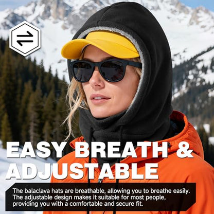 Winter Balaclava Ski Face Mask: Men Women Warm Windproof Face Cover Hat - color: Black-lined