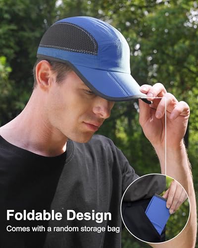 GADIEMKENSD Mens Folding Outdoor Hat Long Brim UPF 50+ Sun Protection - color: Folding Royal Blue