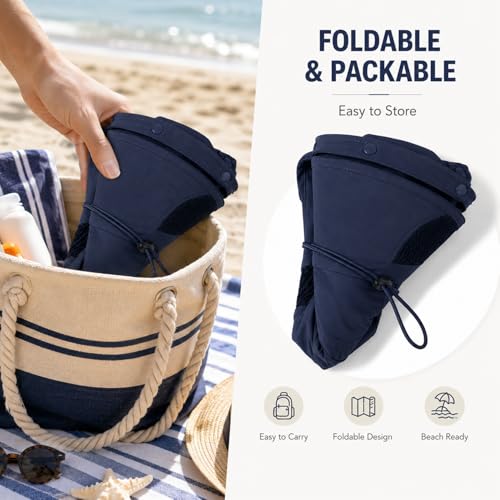 HUAMULAN Women Men Wide Brim Sun Hat Hiking Fishing Hats with Neck Flap - color: Navy Solid