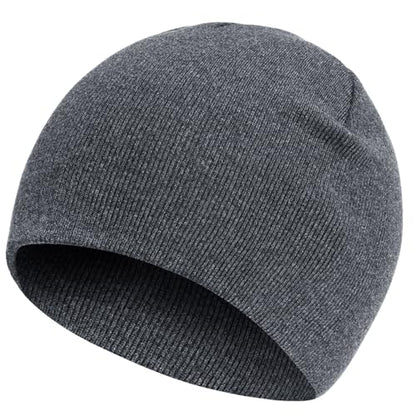 100% Cotton Beanie Hat for Men Women Cuffless Warm Winter Hats - color: 1pcs-dark Gray