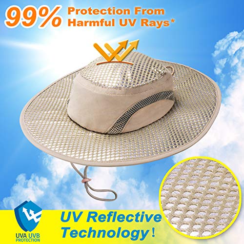 Men Safari Sun Hat Wide Brim Boonie Fishing Cap with Adjustable Drawstring - color: #Olive