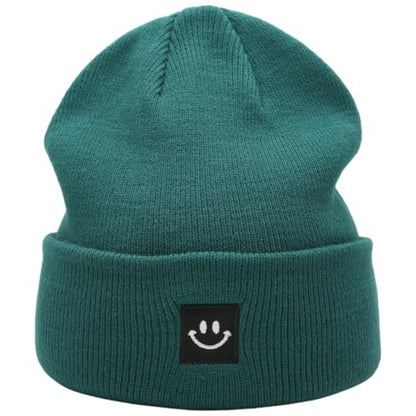 55cube Unisex Winter Beanie Hats Warm Thick Knit Cuffed Skullcaps - color: Dark Teal