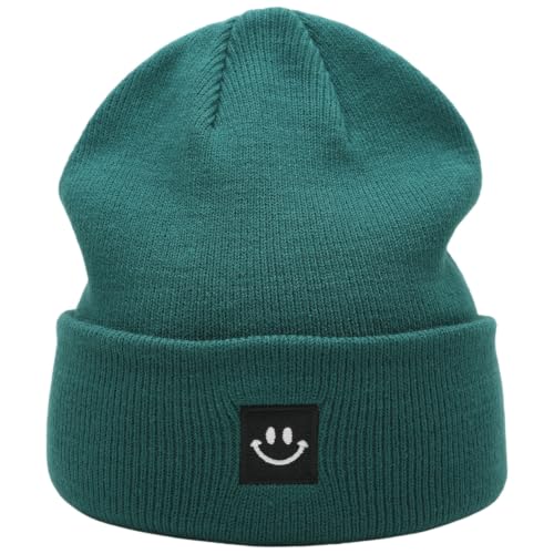 55cube Unisex Winter Beanie Hats Warm Thick Knit Cuffed Skullcaps - color: Dark Teal