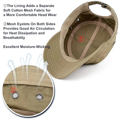 Loneshark Water Resistant Military Hat Quick Dry Cadet Cap Army Flat Top - color: Square-logo-khaki
