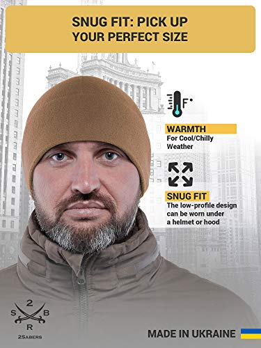 2SBR 2SABERS Warm Lightweight 170 Fleece Watch Cap - Men Women - Outdoor Skull Beanie Hat - color: Coyote, size: X-Large