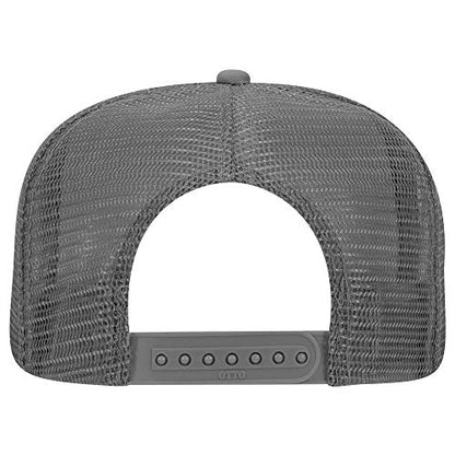 OTTO SNAP Round Flat Visor High Crown Mesh Back 5 Panel Trucker Snapback - color: Char. Gray