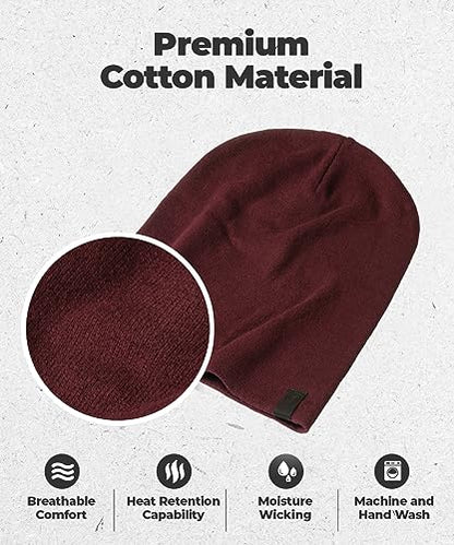 Warm Slouchy Beanie Hat - Deliciously Soft Daily Beanie in Fine Knit - color: Wine
