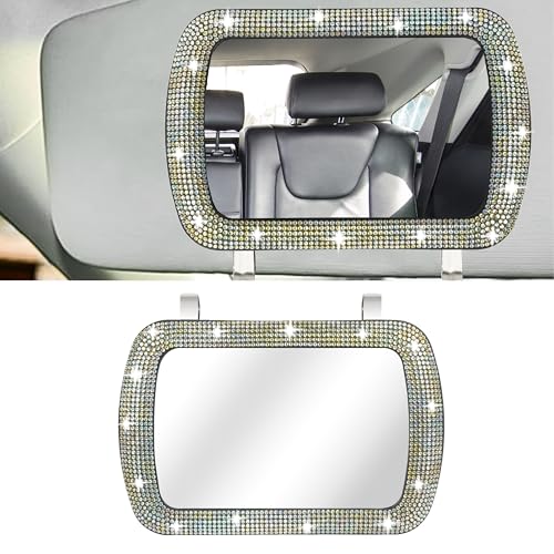 BFXM Car Visor Mirror, Clip-On Car Mirror Vanity with Coloful Bling Diamond - color: Colorful