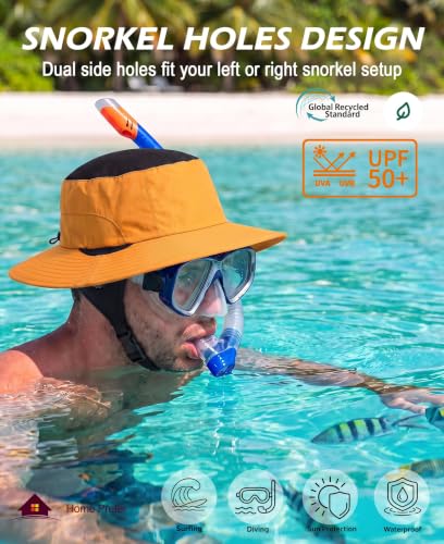 Home Prefer Surf Bucket Hat with Chin Straps Snorkel Hole for Men Women - color: Orange